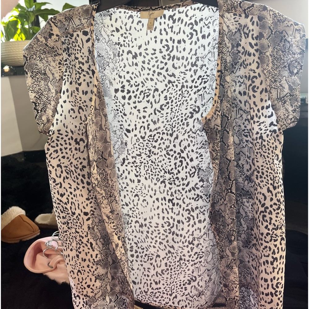 Joie Leopard And Snake Skin Print Button Up Blouse - image 1